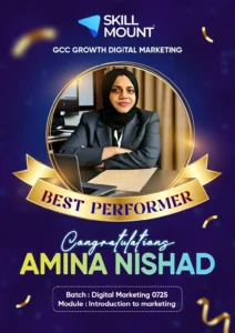 BEST PERFORMER ON THE MODULE INTRODUCTION TO DIGITAL MARKETING